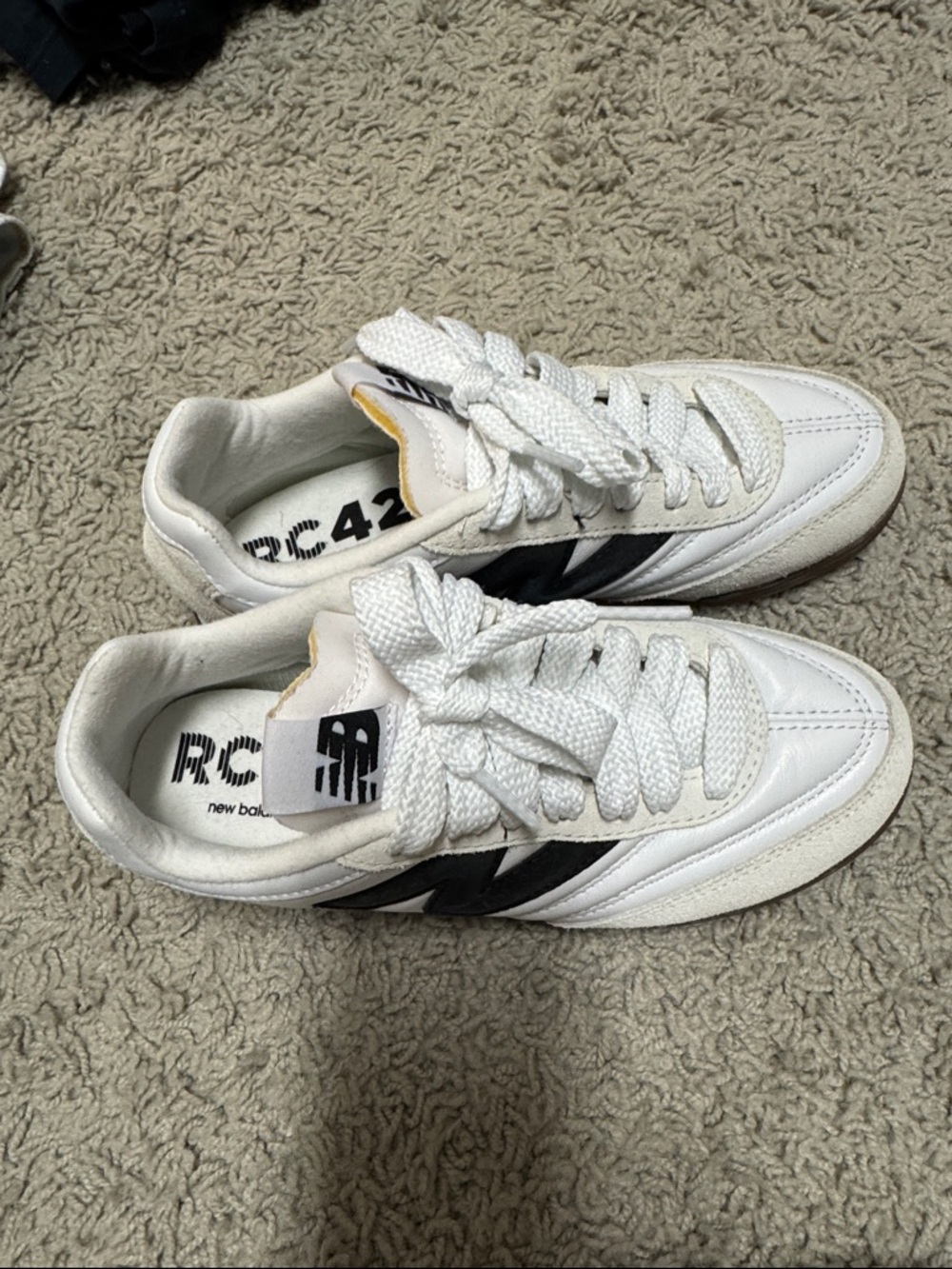 Rc42 New Balance White & Black Retro Trainer Sneakers